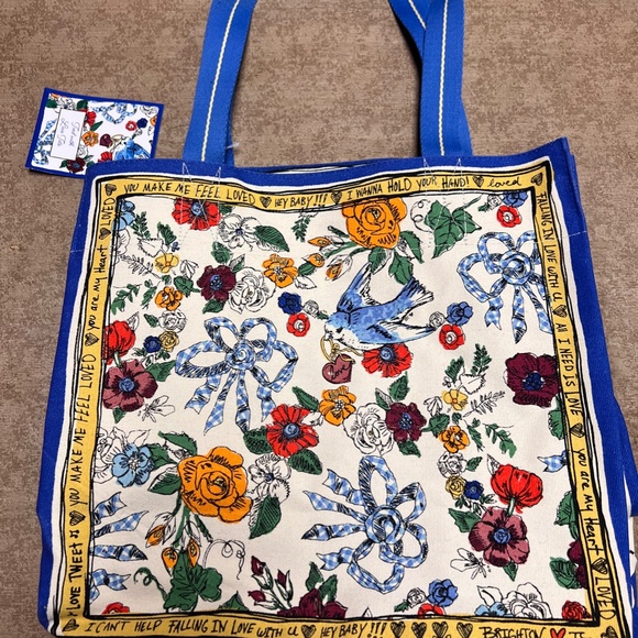 BRIGHTON CANVAS TOTE BAG "TIED WITH LOVE" BRAND NEW - Picture 3 of 14